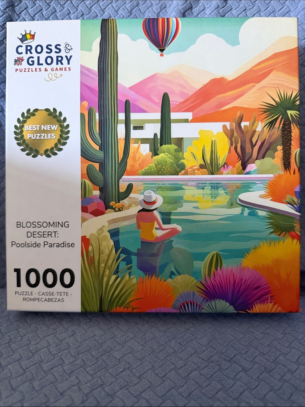 1000-Piece Puzzle - Blossoming Desert Poolside Paradise (Multicolor)